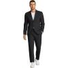 imageCOOFANDY Mens 2 Piece Linen Suits Set Regular Fit Casual Linen Lightweight Suit Summer Beach WeddingBlack
