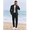 imageCOOFANDY Mens 2 Piece Linen Suits Set Regular Fit Casual Linen Lightweight Suit Summer Beach WeddingBlack