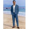 imageCOOFANDY Mens 2 Piece Linen Suits Set Regular Fit Casual Linen Lightweight Suit Summer Beach WeddingBlue