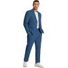 imageCOOFANDY Mens 2 Piece Linen Suits Set Regular Fit Casual Linen Lightweight Suit Summer Beach WeddingBlue