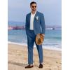 imageCOOFANDY Mens 2 Piece Linen Suits Set Regular Fit Casual Linen Lightweight Suit Summer Beach WeddingBlue