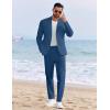 imageCOOFANDY Mens 2 Piece Linen Suits Set Regular Fit Casual Linen Lightweight Suit Summer Beach WeddingBlue