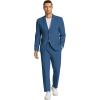 imageCOOFANDY Mens 2 Piece Linen Suits Set Regular Fit Casual Linen Lightweight Suit Summer Beach WeddingBlue