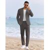 imageCOOFANDY Mens 2 Piece Linen Suits Set Regular Fit Casual Linen Lightweight Suit Summer Beach WeddingDark Grey