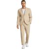 imageCOOFANDY Mens 2 Piece Linen Suits Set Regular Fit Casual Linen Lightweight Suit Summer Beach WeddingKhaki