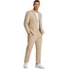 imageCOOFANDY Mens 2 Piece Linen Suits Set Regular Fit Casual Linen Lightweight Suit Summer Beach WeddingKhaki