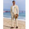 imageCOOFANDY Mens 2 Piece Linen Suits Set Regular Fit Casual Linen Lightweight Suit Summer Beach WeddingKhaki