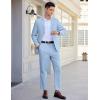 imageCOOFANDY Mens 2 Piece Linen Suits Set Regular Fit Casual Linen Lightweight Suit Summer Beach WeddingLight Blue