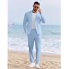 imageCOOFANDY Mens 2 Piece Linen Suits Set Regular Fit Casual Linen Lightweight Suit Summer Beach WeddingLight Blue