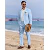imageCOOFANDY Mens 2 Piece Linen Suits Set Regular Fit Casual Linen Lightweight Suit Summer Beach WeddingLight Blue