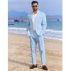 imageCOOFANDY Mens 2 Piece Linen Suits Set Regular Fit Casual Linen Lightweight Suit Summer Beach WeddingLight Blue