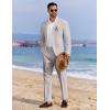 imageCOOFANDY Mens 2 Piece Linen Suits Set Regular Fit Casual Linen Lightweight Suit Summer Beach WeddingLight Grey