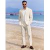 imageCOOFANDY Mens 2 Piece Linen Suits Set Regular Fit Casual Linen Lightweight Suit Summer Beach WeddingLight Khaki