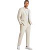 imageCOOFANDY Mens 2 Piece Linen Suits Set Regular Fit Casual Linen Lightweight Suit Summer Beach WeddingLight Khaki