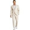 imageCOOFANDY Mens 2 Piece Linen Suits Set Regular Fit Casual Linen Lightweight Suit Summer Beach WeddingLight Khaki