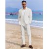 imageCOOFANDY Mens 2 Piece Linen Suits Set Regular Fit Casual Linen Lightweight Suit Summer Beach WeddingLinen Khaki