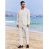 imageCOOFANDY Mens 2 Piece Linen Suits Set Regular Fit Casual Linen Lightweight Suit Summer Beach WeddingLinen Khaki