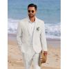 imageCOOFANDY Mens 2 Piece Linen Suits Set Regular Fit Casual Linen Lightweight Suit Summer Beach WeddingLinen Khaki