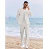 imageCOOFANDY Mens 2 Piece Linen Suits Set Regular Fit Casual Linen Lightweight Suit Summer Beach WeddingLinen Khaki