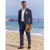 imageCOOFANDY Mens 2 Piece Linen Suits Set Regular Fit Casual Linen Lightweight Suit Summer Beach WeddingNavy Blue