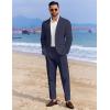 imageCOOFANDY Mens 2 Piece Linen Suits Set Regular Fit Casual Linen Lightweight Suit Summer Beach WeddingNavy Blue