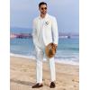 imageCOOFANDY Mens 2 Piece Linen Suits Set Regular Fit Casual Linen Lightweight Suit Summer Beach WeddingWhite