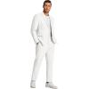 imageCOOFANDY Mens 2 Piece Linen Suits Set Regular Fit Casual Linen Lightweight Suit Summer Beach WeddingWhite