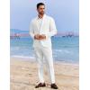 imageCOOFANDY Mens 2 Piece Linen Suits Set Regular Fit Casual Linen Lightweight Suit Summer Beach WeddingWhite