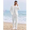 imageCOOFANDY Mens 2 Piece Linen Suits Set Regular Fit Casual Linen Lightweight Suit Summer Beach WeddingWhite