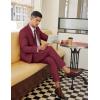 imageCOOFANDY Mens 2 Piece Linen Suits Set Regular Fit Casual Linen Lightweight Suit Summer Beach WeddingWine Red