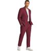 imageCOOFANDY Mens 2 Piece Linen Suits Set Regular Fit Casual Linen Lightweight Suit Summer Beach WeddingWine Red