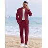 imageCOOFANDY Mens 2 Piece Linen Suits Set Regular Fit Casual Linen Lightweight Suit Summer Beach WeddingWine Red