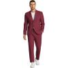 imageCOOFANDY Mens 2 Piece Linen Suits Set Regular Fit Casual Linen Lightweight Suit Summer Beach WeddingWine Red