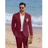 imageCOOFANDY Mens 2 Piece Linen Suits Set Regular Fit Casual Linen Lightweight Suit Summer Beach WeddingWine Red