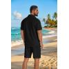 imageCOOFANDY Mens 2 Piece Outfit Casual Short Sleeve Button Down Shirt and Beach Shorts Set Summer Vacation Outfits for MenBlack