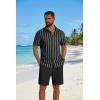 imageCOOFANDY Mens 2 Piece Outfit Casual Short Sleeve Button Down Shirt and Beach Shorts Set Summer Vacation Outfits for MenBlack Stripe