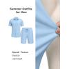 imageCOOFANDY Mens 2 Piece Outfit Casual Short Sleeve Button Down Shirt and Beach Shorts Set Summer Vacation Outfits for MenBlue