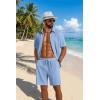 imageCOOFANDY Mens 2 Piece Outfit Casual Short Sleeve Button Down Shirt and Beach Shorts Set Summer Vacation Outfits for MenBlue