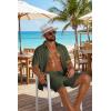 imageCOOFANDY Mens 2 Piece Outfit Casual Short Sleeve Button Down Shirt and Beach Shorts Set Summer Vacation Outfits for MenDark Green