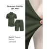 imageCOOFANDY Mens 2 Piece Outfit Casual Short Sleeve Button Down Shirt and Beach Shorts Set Summer Vacation Outfits for MenDark Green