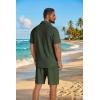imageCOOFANDY Mens 2 Piece Outfit Casual Short Sleeve Button Down Shirt and Beach Shorts Set Summer Vacation Outfits for MenDark Green