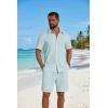 imageCOOFANDY Mens 2 Piece Outfit Casual Short Sleeve Button Down Shirt and Beach Shorts Set Summer Vacation Outfits for MenLight Blue