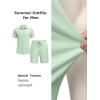 imageCOOFANDY Mens 2 Piece Outfit Casual Short Sleeve Button Down Shirt and Beach Shorts Set Summer Vacation Outfits for MenLight Green