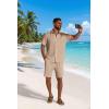imageCOOFANDY Mens 2 Piece Outfit Casual Short Sleeve Button Down Shirt and Beach Shorts Set Summer Vacation Outfits for MenLight Khaki