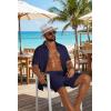 imageCOOFANDY Mens 2 Piece Outfit Casual Short Sleeve Button Down Shirt and Beach Shorts Set Summer Vacation Outfits for MenNavy Blue