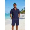 imageCOOFANDY Mens 2 Piece Outfit Casual Short Sleeve Button Down Shirt and Beach Shorts Set Summer Vacation Outfits for MenNavy Blue