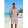 imageCOOFANDY Mens 2 Piece Outfit Casual Short Sleeve Button Down Shirt and Beach Shorts Set Summer Vacation Outfits for MenStone