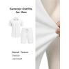 imageCOOFANDY Mens 2 Piece Outfit Casual Short Sleeve Button Down Shirt and Beach Shorts Set Summer Vacation Outfits for MenWhite