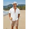 imageCOOFANDY Mens 2 Piece Outfit Casual Short Sleeve Button Down Shirt and Beach Shorts Set Summer Vacation Outfits for MenWhiteLight Khaki
