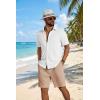imageCOOFANDY Mens 2 Piece Outfit Casual Short Sleeve Button Down Shirt and Beach Shorts Set Summer Vacation Outfits for MenWhiteLight Khaki